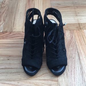 Suede Peep Toe Wedges